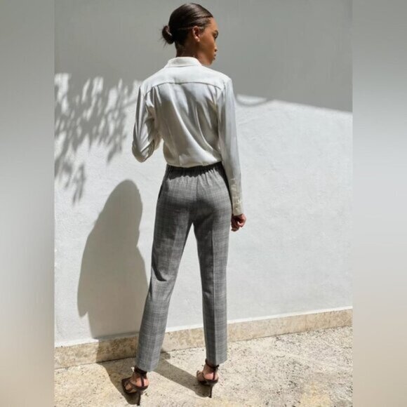 Aritzia Babaton Conan Pants Wool Houndstooth Print Pleated Trouser High Waist - Picture 12 of 12